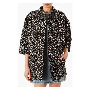 TOPSHOP Leopard print car coat - Size 6